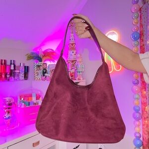 Elegant Burgundy Suede Shoulder Bag